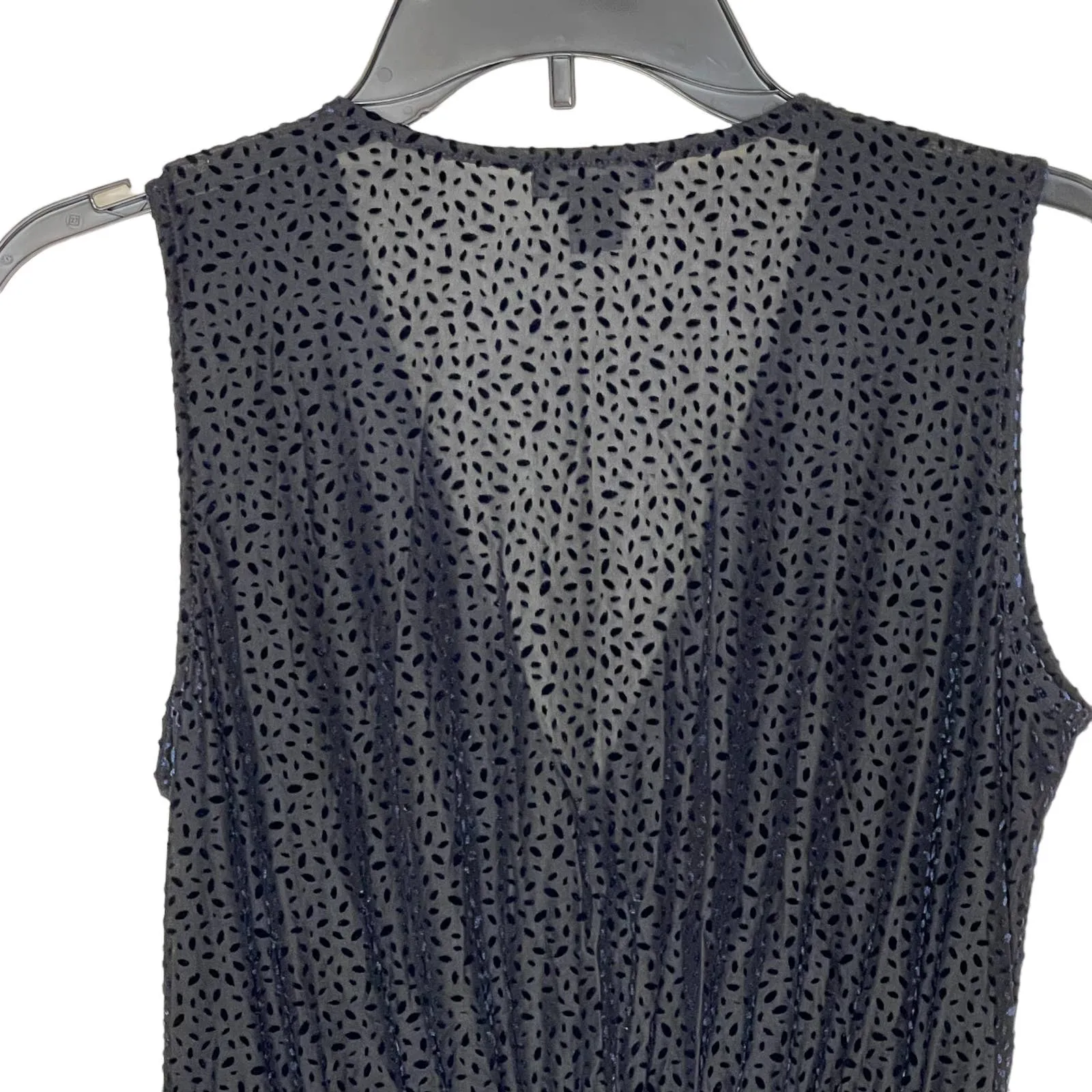 Halogen Women Size XS Flocked Oval Blue‎ Peplum Sleeveless Top Deep V-Neck NWT - Image 7