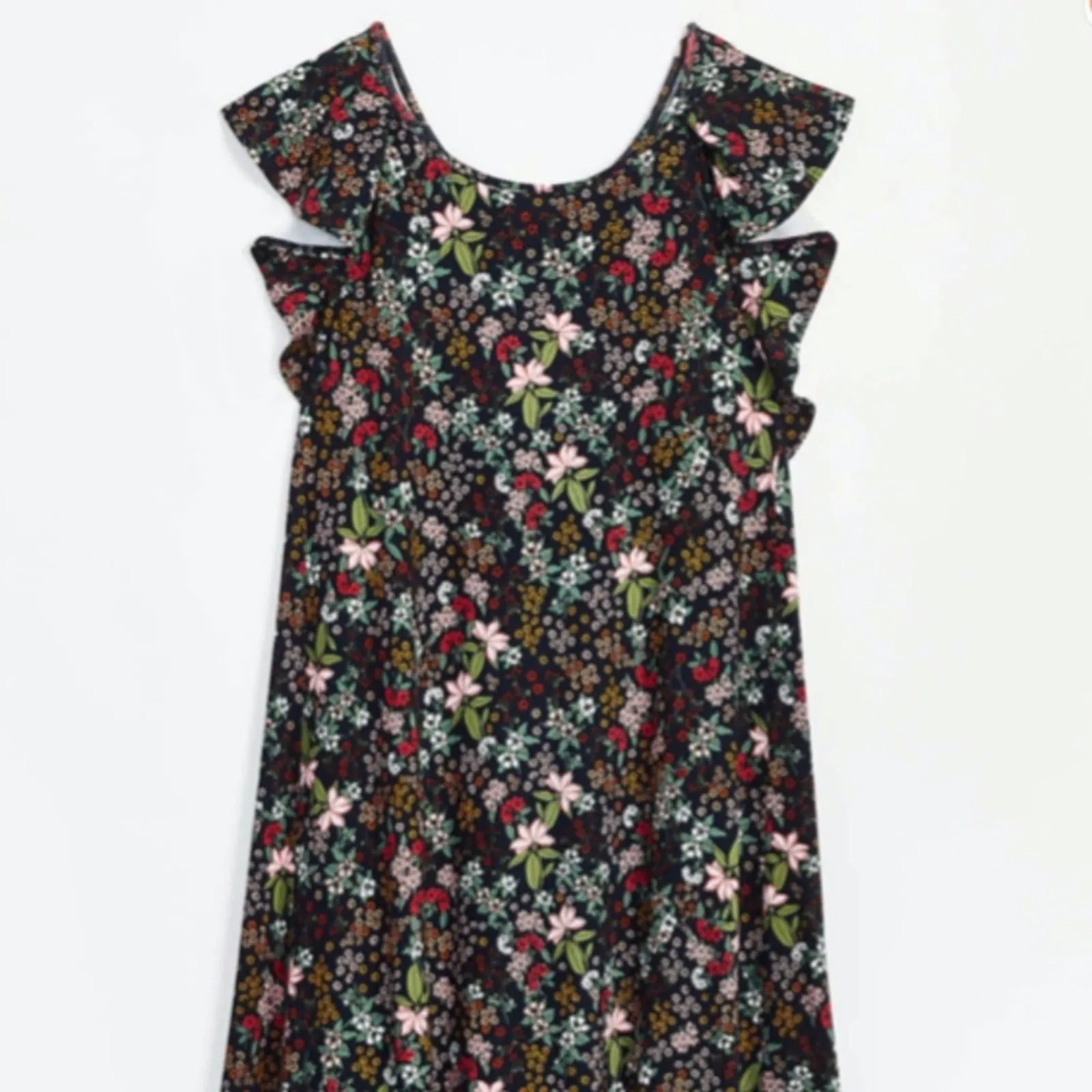 Ann Taylor LOFT Womens Garden Ruffle Sleeveless Swing Dress Navy Size XS - Image 8