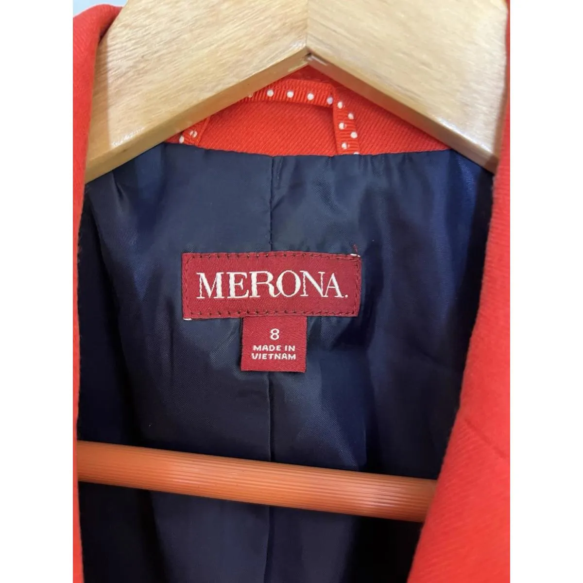 Merona orange two button tailored blazer jacket lined wool blend women 8 - Image 6