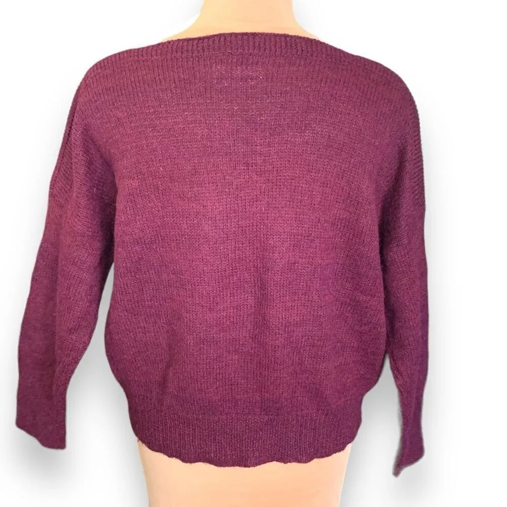 Isabel Marant Étoile Sweater Maroon Boat Neck Fuzzy Alpaca Wool Blend Pullover - Image 5