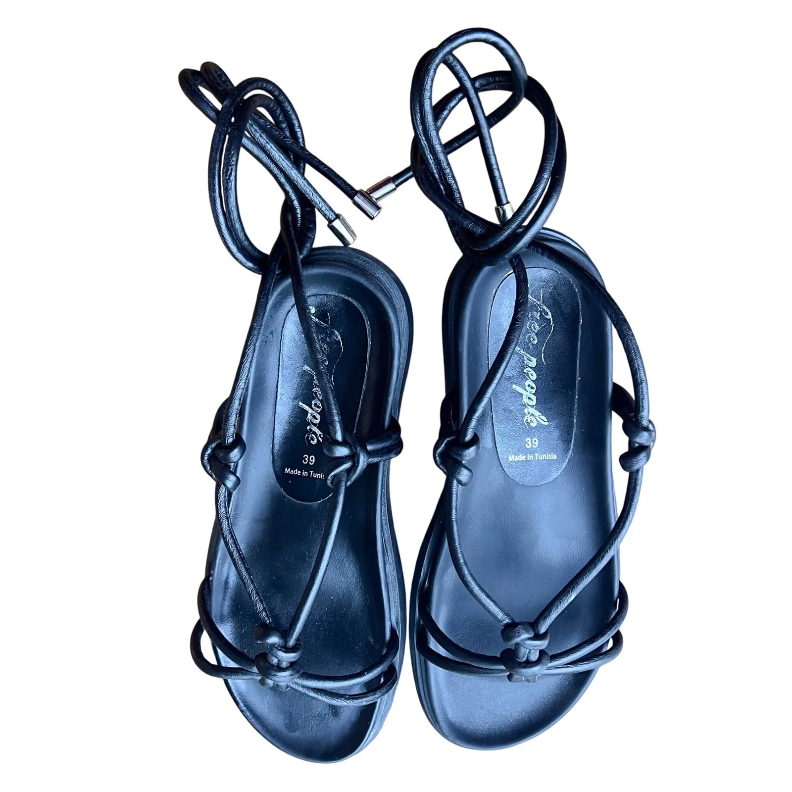 Free People Below Deck Wrap Sandals Black Size 9 Gladiators - Image 3