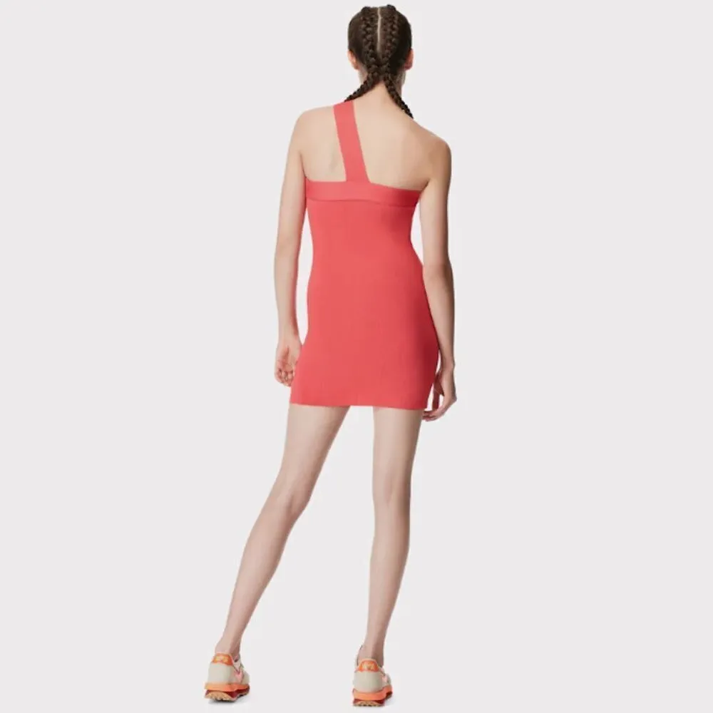 Herve Leger Coral Red Bodycon Mini Dress M NWT Asymmetrical Strap - Image 6