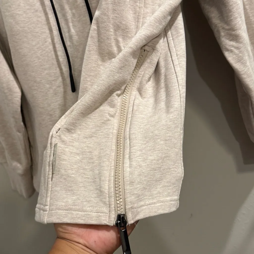 Varley Medium Beige Atlas Pullover Sweatshirt Zipper Sides Comfort Athleisure - Image 7