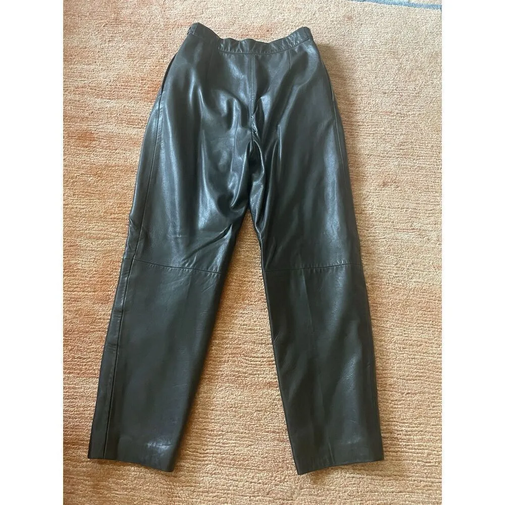 Vintage Forenza West Bay High Rise Genuine Leather Lined Pants | Black | Size 10 - Image 8