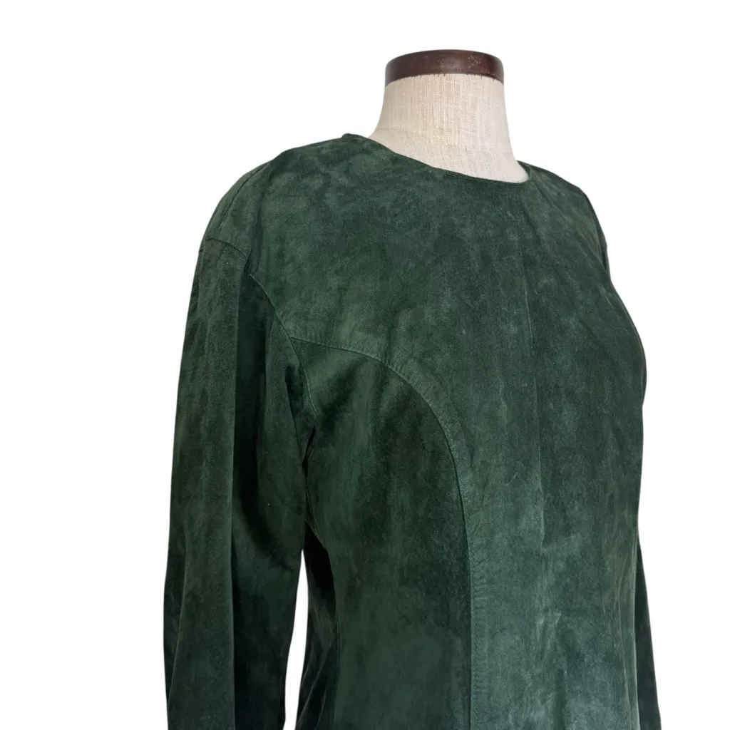 Vintage 90s suede leather back button long sleeve blouse - Image 12