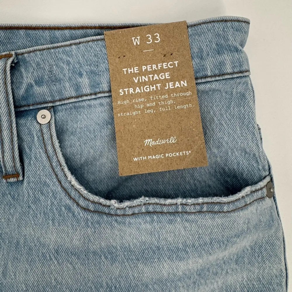 Madewell Women's The Perfect Vintage Straight Jean in Westanna Wash Size 33 NWT - Image 6