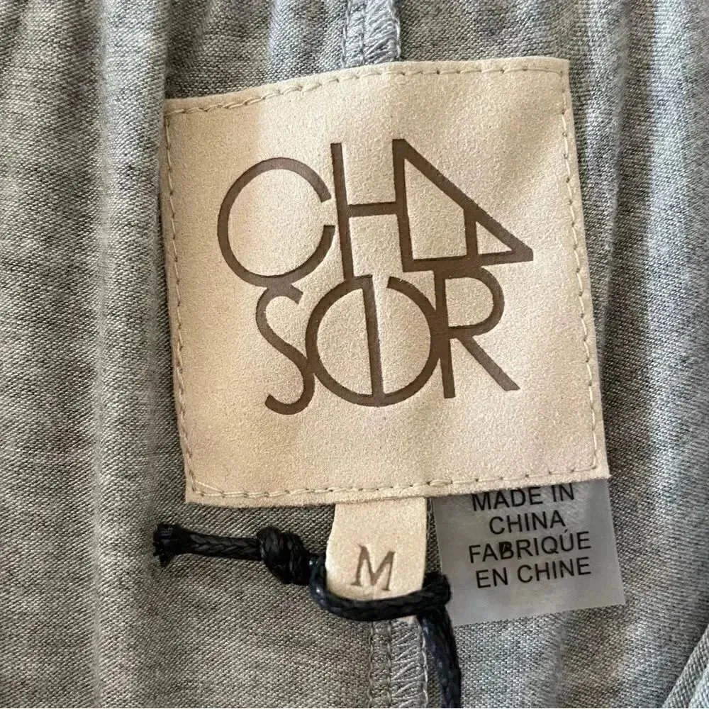 NWT Chaser  Paper Bag Waist Jersey Soft Wide Leg Heather Gray High Rise Pants M - Image 11