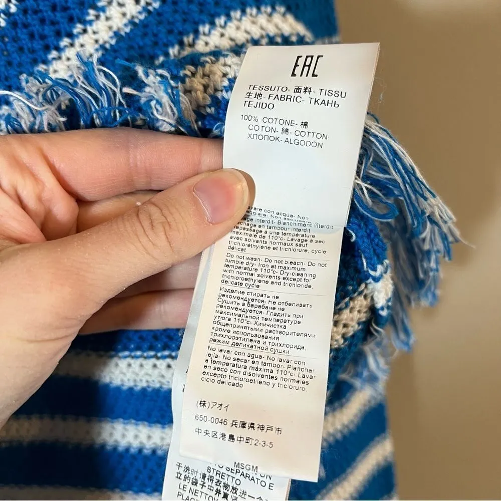 ✨ MSGM Women’s Blue White Striped Tassel Sweater XS - Image 10