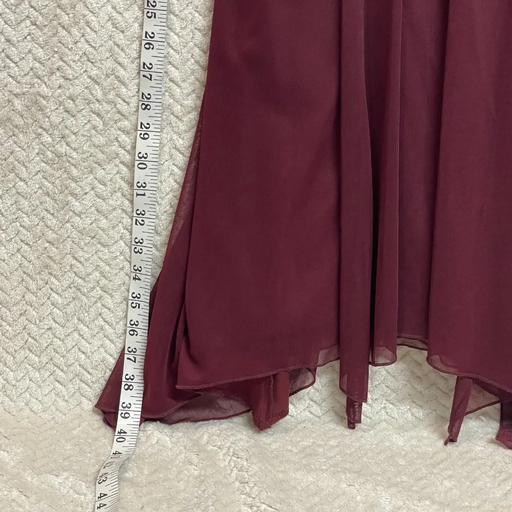 City Triangles Maroon Flowy Baby Doll Dress Medium 90s Y2K Witchy Whimsigoth - Image 7