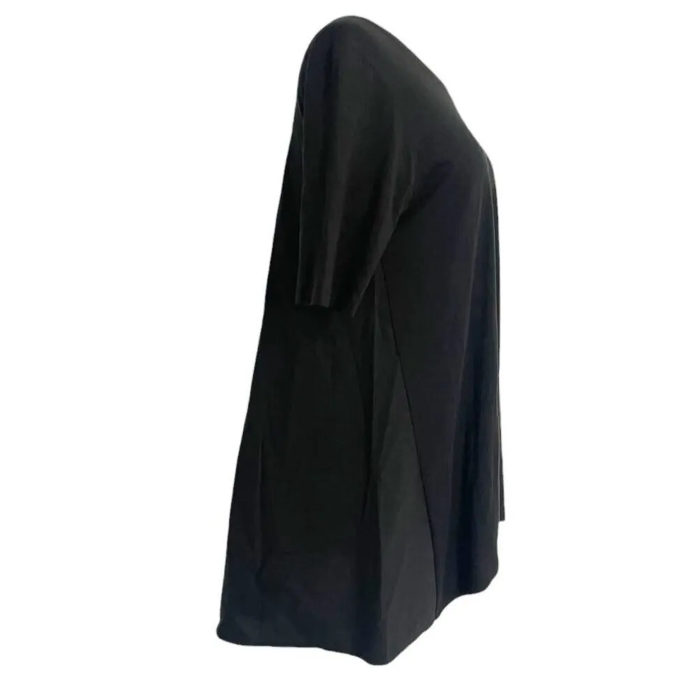 Comfy USA Size Small Top Blouse Tunic Black Short Sleeve Boho Lagenlook - Image 3