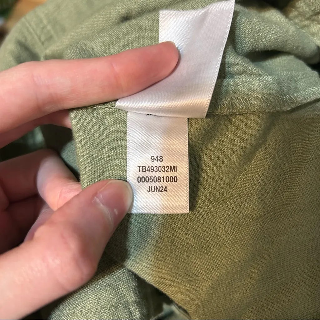 Treasure & Bond Green Linen Blend Button Front Romper Size Large Safari - Image 11
