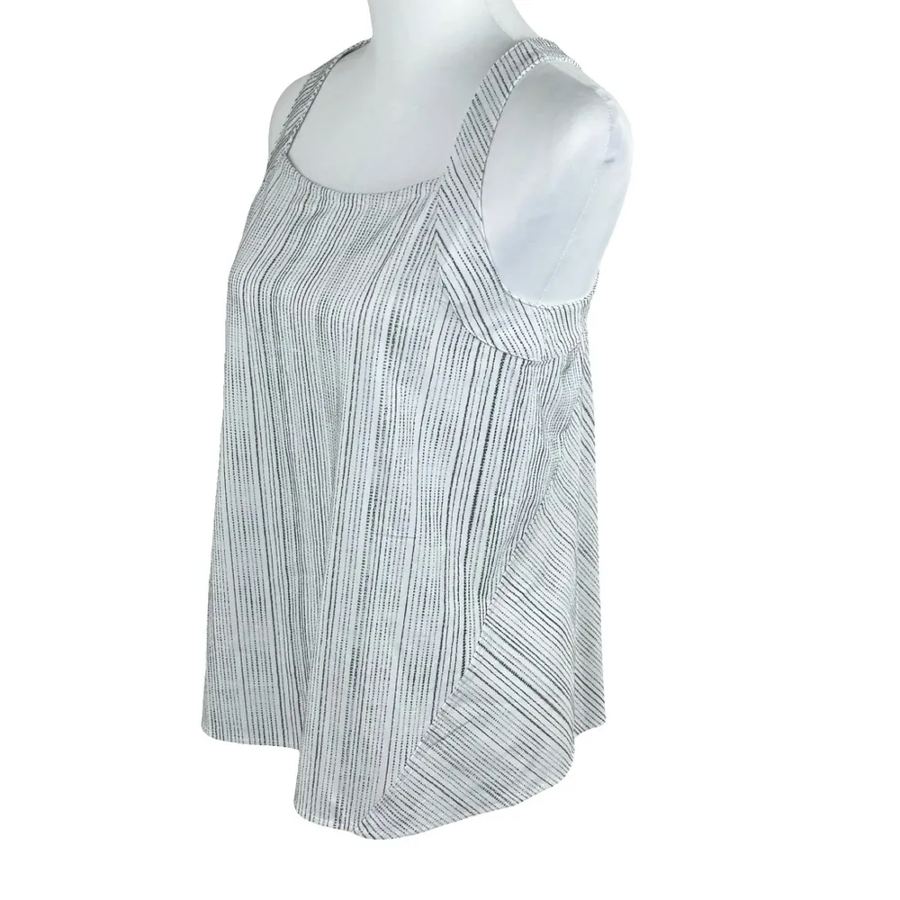 Athleta Arrival Tank Amara Stripe White & Black Racerback Athletic Women's Top - Image 7