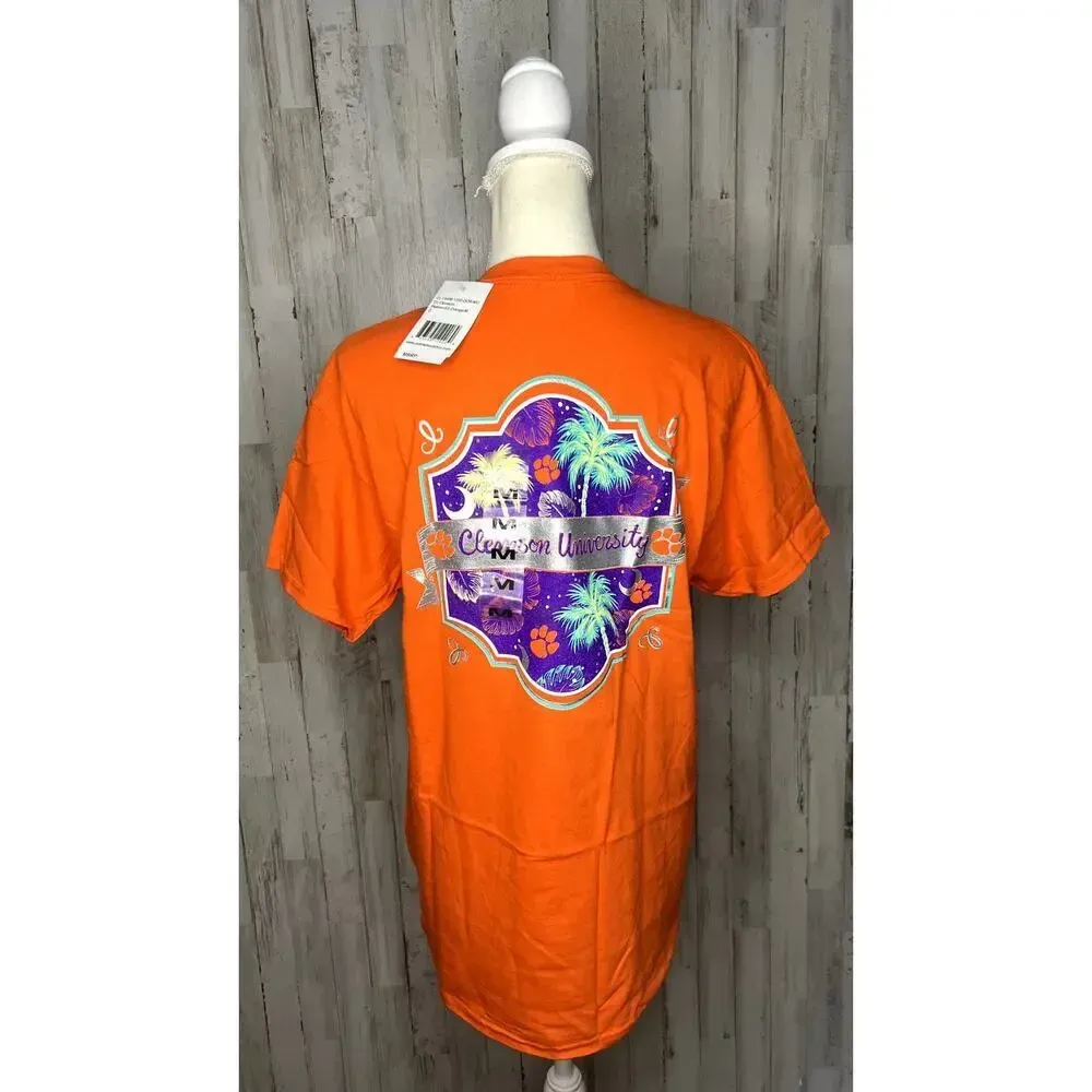 NWT Clemson University Orange Neon Palmetto‎ Trees Short Sleeve Unisex T-Shirt - Image 6