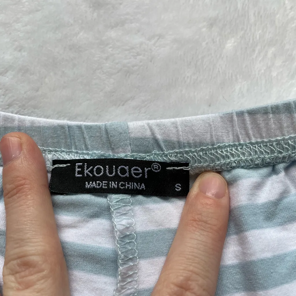 Ekouaer Striped Lettuce Hem Shorts - Image 9