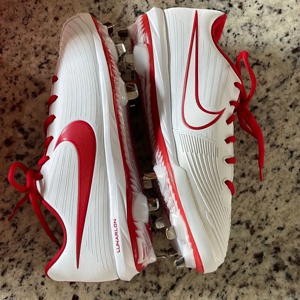 Nike Women’s Cleats‎ Lunarlon Size 8.5 White/Varsity Red New - Image 6