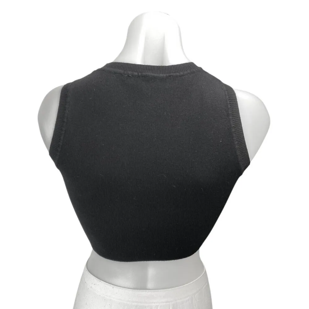 Zara Women's Black Sleeveless Crew Neck Cami Camisole Tank Crop Top Size S - Image 2
