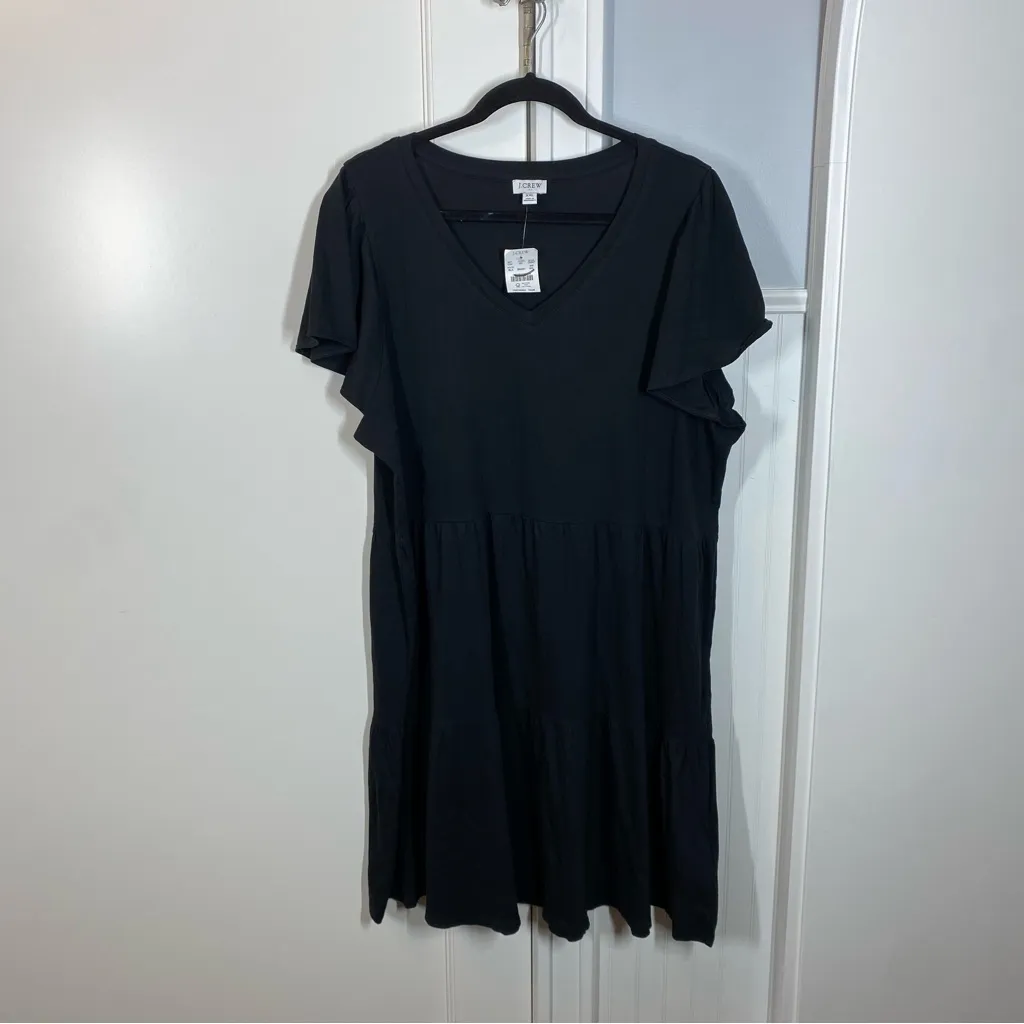 NWT J. Crew factory Black Tiered‎ knit mini dress size xxl nwt preppy old money - Image 2