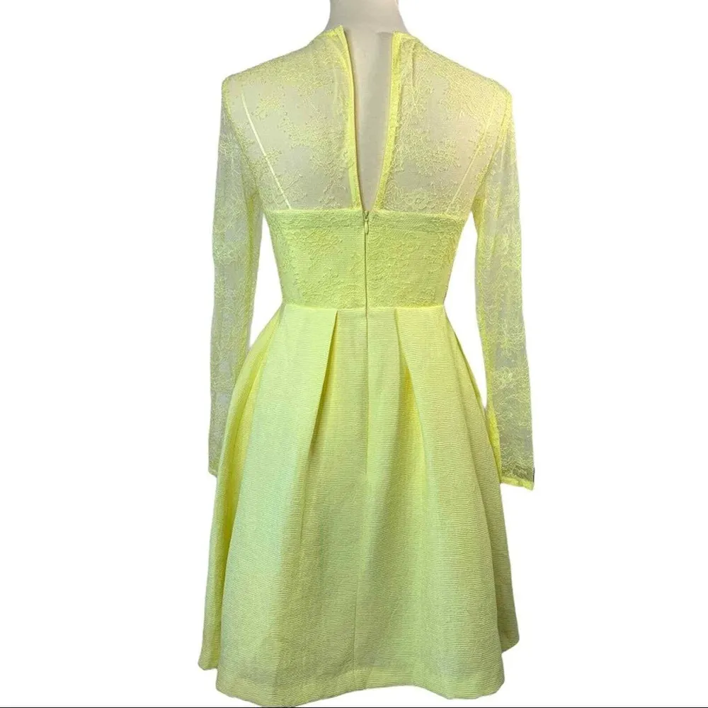 Sandro Yellow Dress Lace Overlay Full Skirt Jeanette Mini Party Sunny Wedding 4 - Image 8