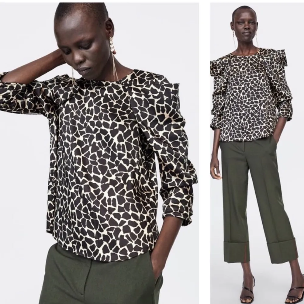 Giraffe Print ruffle Sleeve Zara Top - Image 3