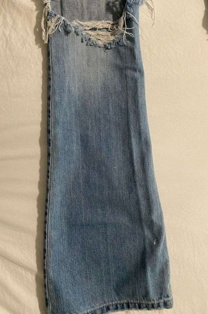 Hollister Light Wash Distressed Bell Bottoms - Image 3