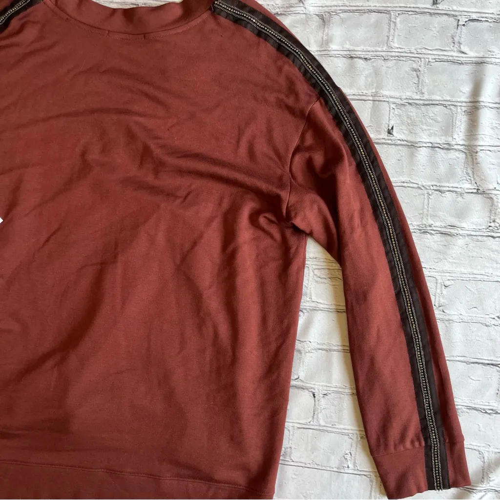 Bailey 44 Womens V-neck Sweatshirt Large Made In USA NEW NWT Boho Beaded Arms - Image 15