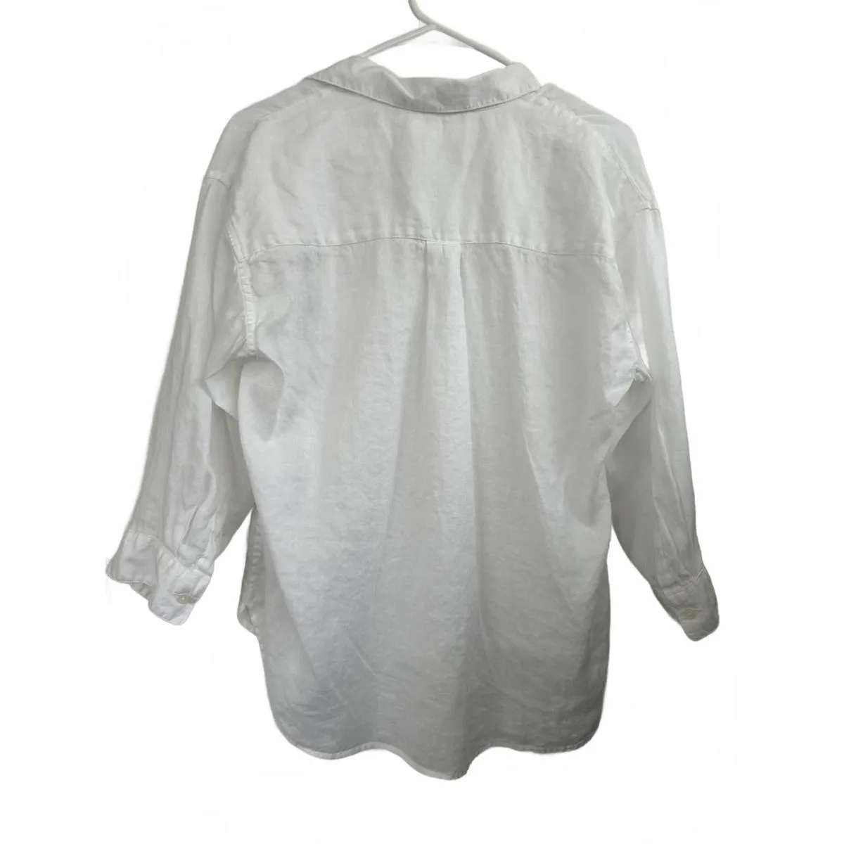 Uniqlo Premium Linen Skipper Collar Shirt White Size Small - Image 3