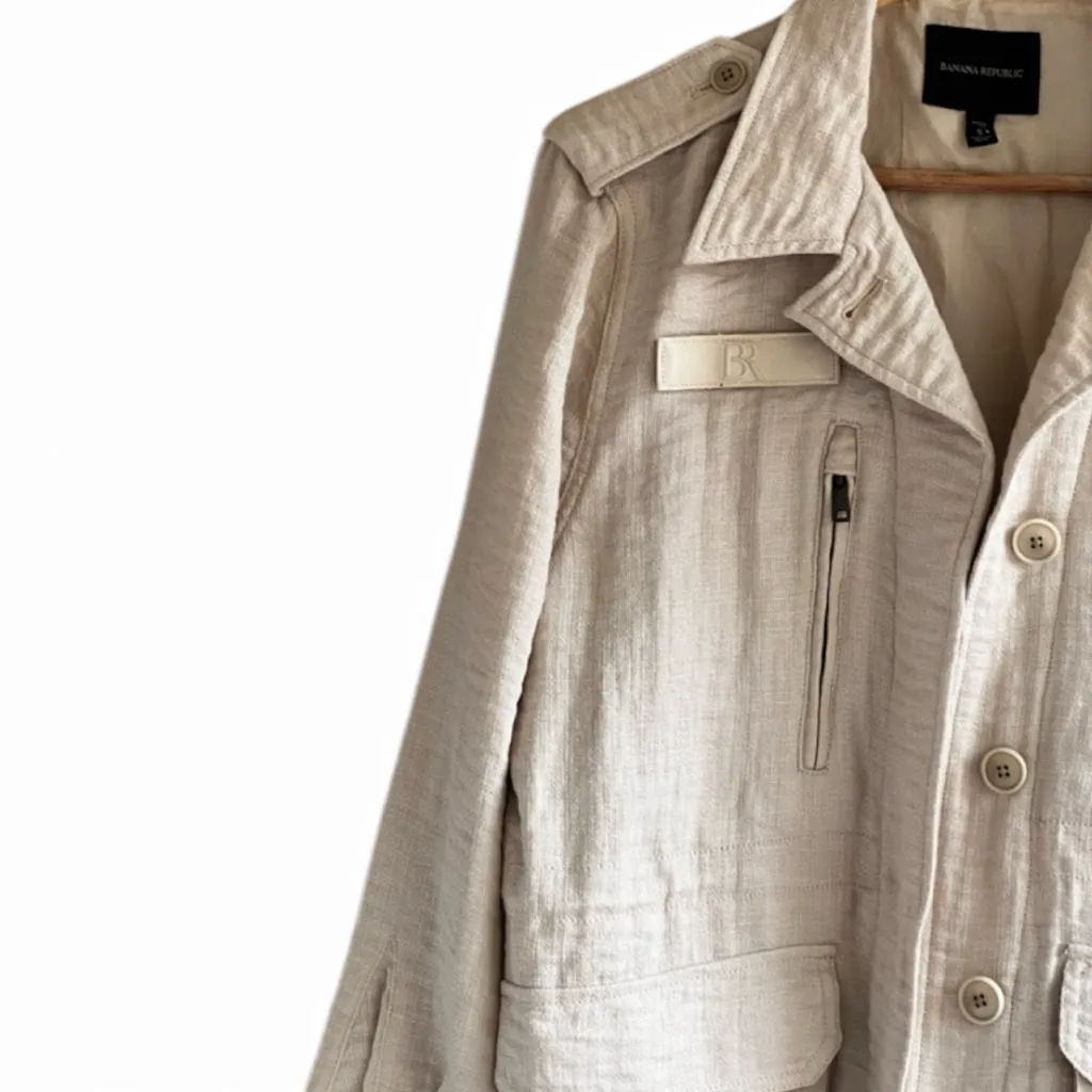 Banana Republic French Utility Field Textured Jacket In Oyster Grey - Image 6