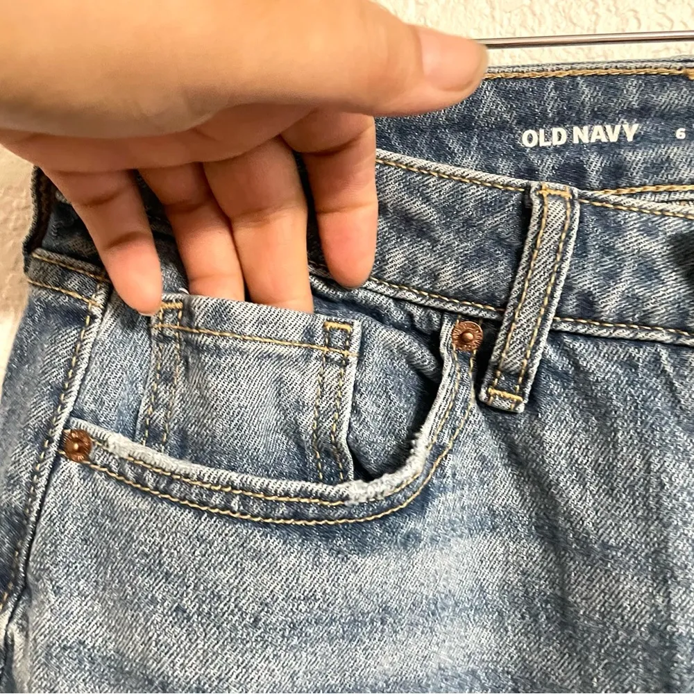 Old Navy Womens Jeans Denim Blue High Rise Curvy OG Loose Slit Ankle Size 6 - Image 6