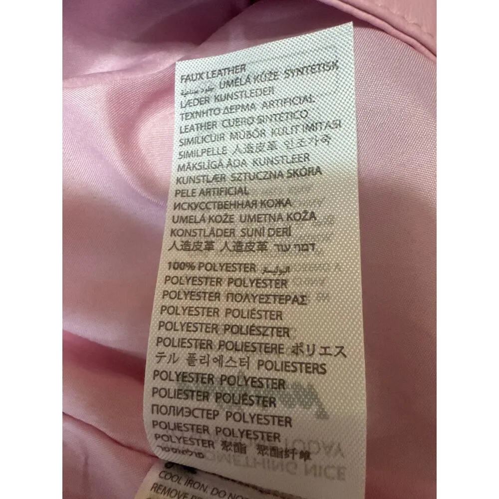 NEW Edikted Pink Low Waist Zip Faux Leather Vegan Straight Mini Skirt Size S - Image 6