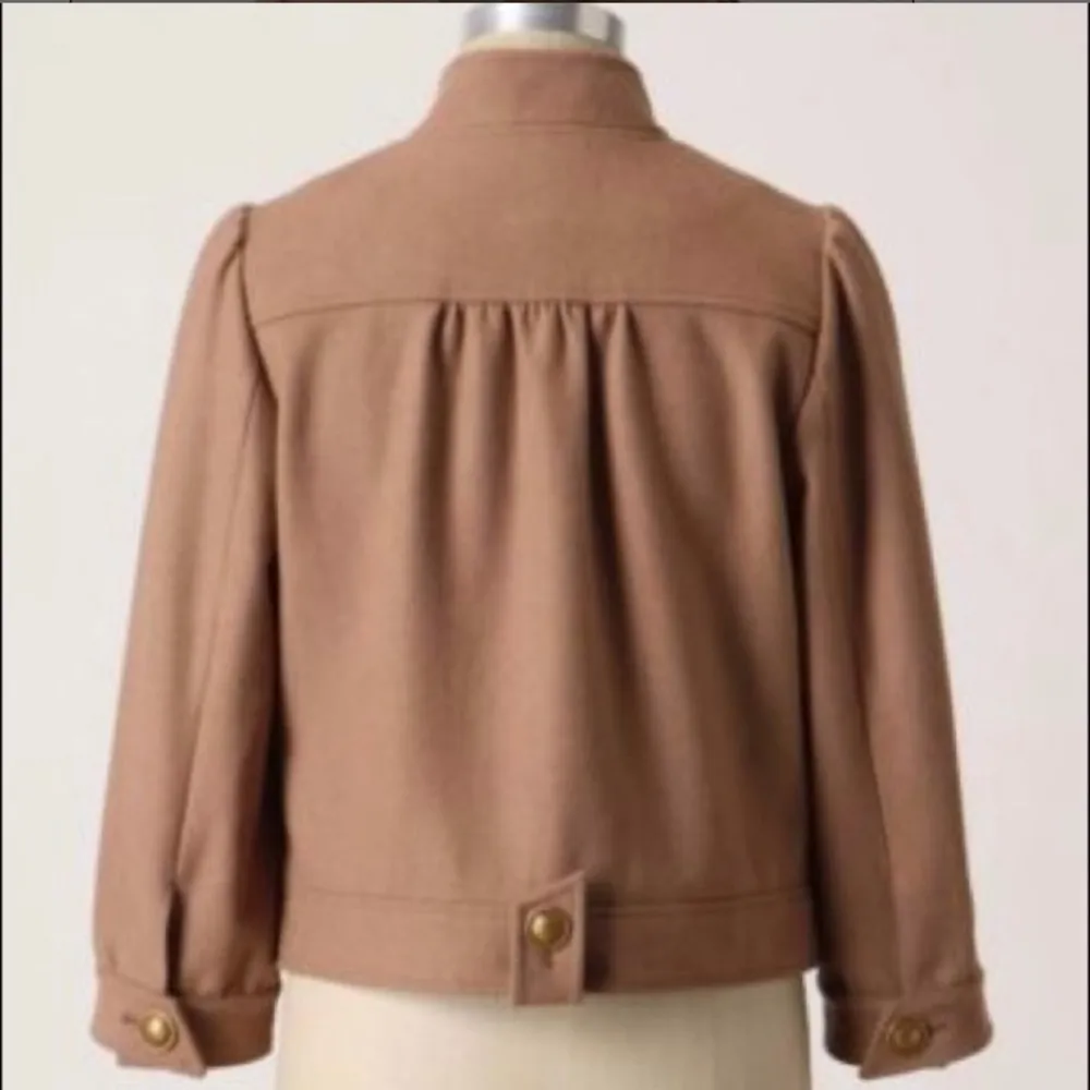 Anthropologie 2 XS wool cropped jacket camel gold - Image 2