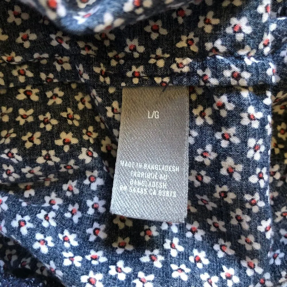 Aerie Shorts Navy Blue Floral Crochet Waist Band Drawstring Women's Large - Image 8