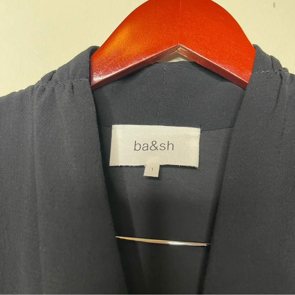 BA&SH Cycy V Neck Jumpsuit in Black tie waist sz 4 S - Image 7