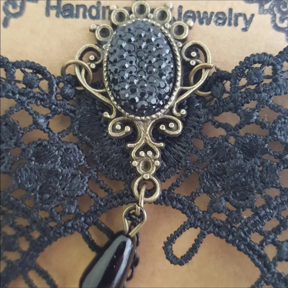 Black Lace Hand Harness Punk Goth OSFM - Image 2