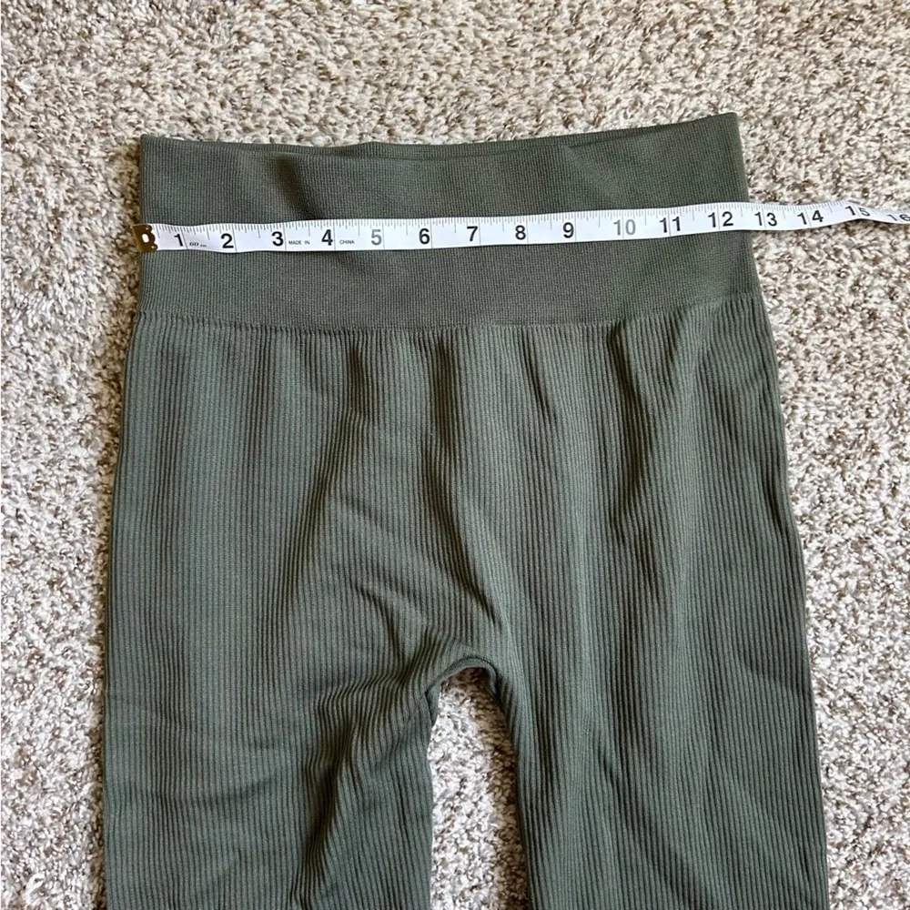 Streetwear Society Green Ribbed Leggings Comfy Casual Athleisure XL - Image 5