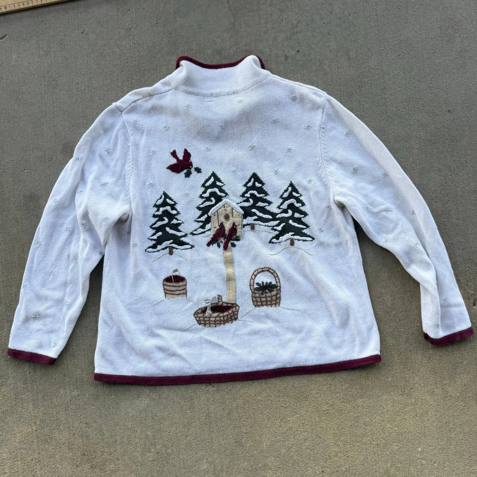 Vintage Y2K Christopher and Banks Rustic Christmas Birdhouse Trees Cardinal 1X White - Image 5