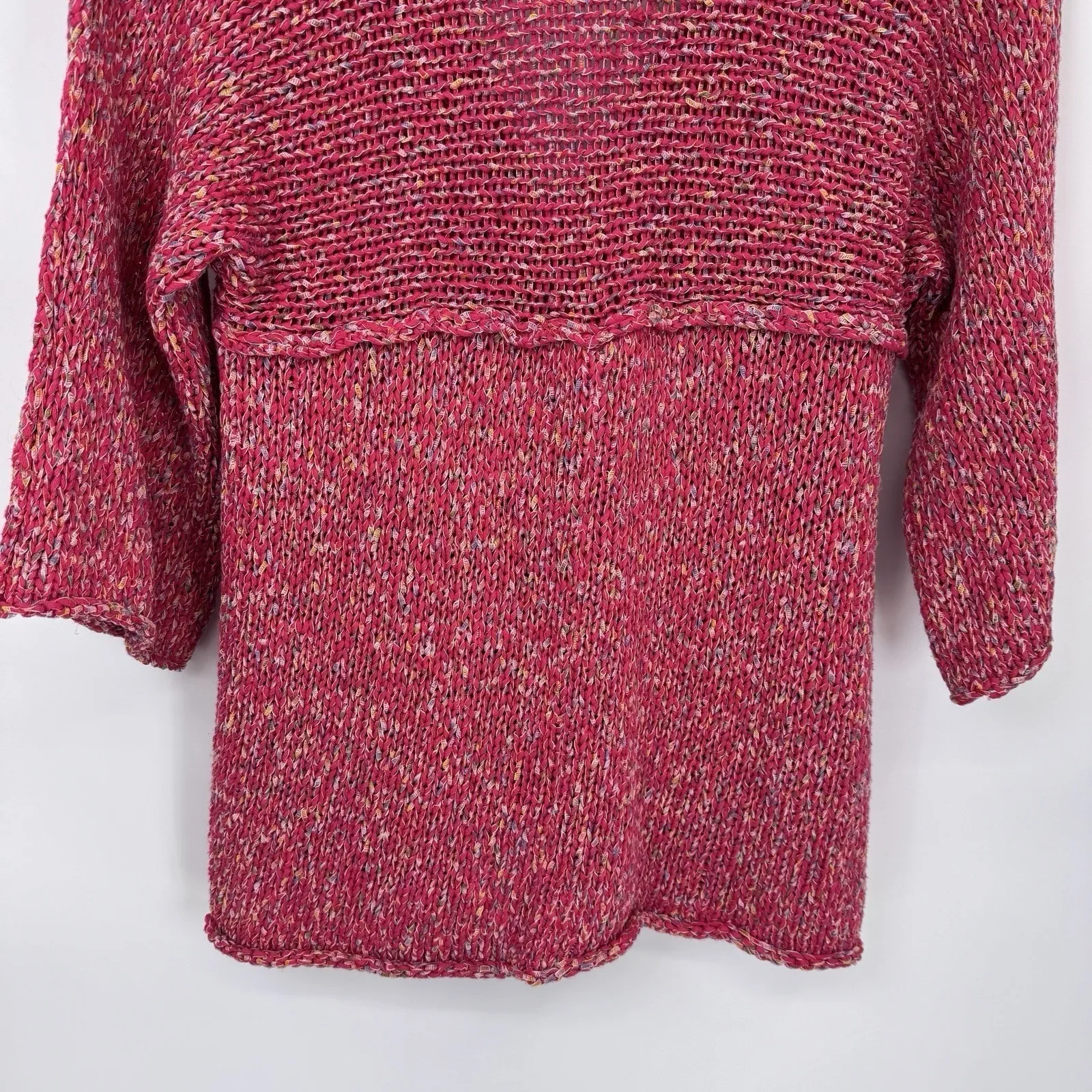 Habitat Cardigan Sweater Womens Small Pink Chunky Button Cotton Blend - Image 11