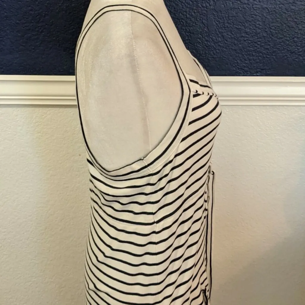 Juicy Couture Pam Gela Spaghetti Strap White Black Stripe Cover Up Women's Large - Image 9