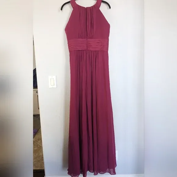 David's Bridal AW Dorian Bridesmaid Prom Formal Occasion Wedding Guest Dress, Purple, Chianti - Image 5