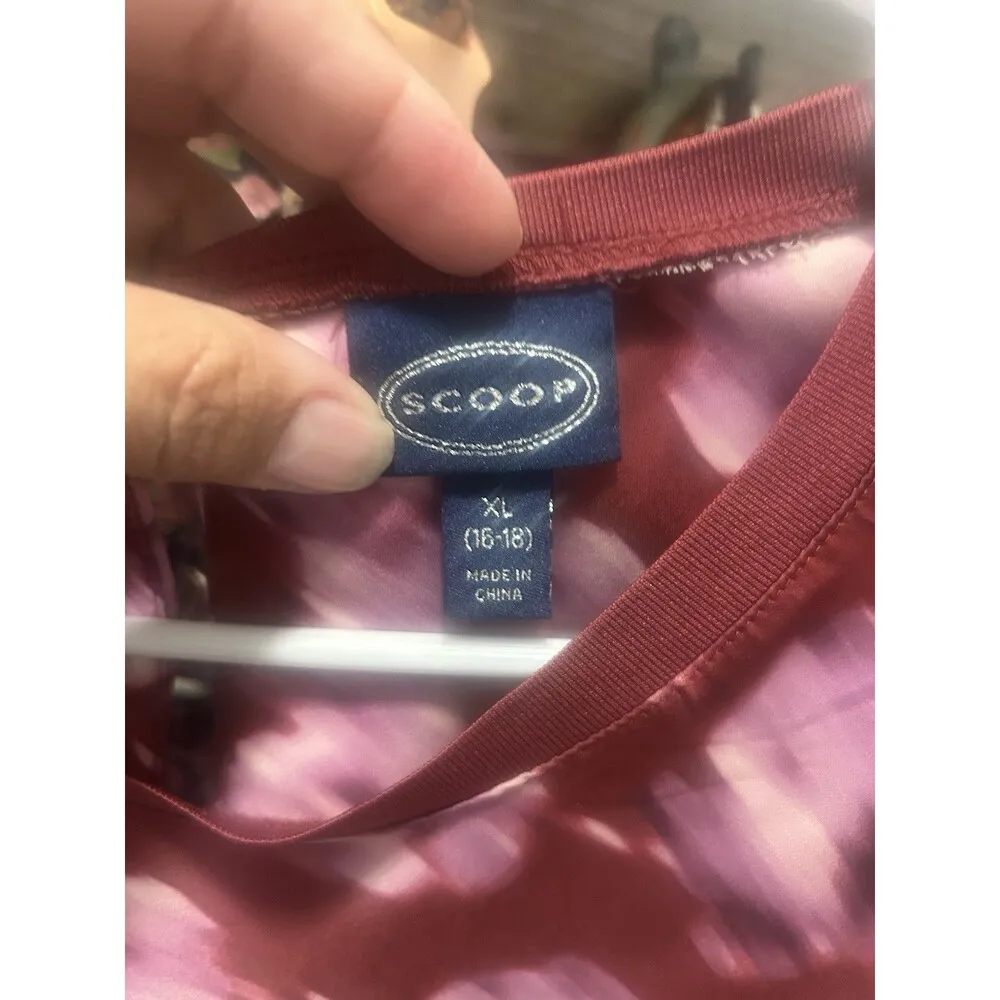 Scoop Women’s Size XL Bodycon Bias Cut Burgundy Floral Sleeveless Modest Dress Pink - Image 6