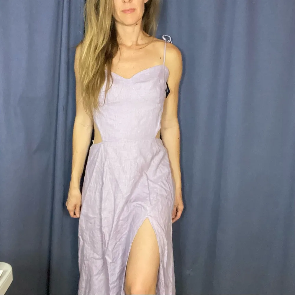 Reformation Alessa Cutout Linen Midi Dress in Lilac Purple Size 10 - Image 12