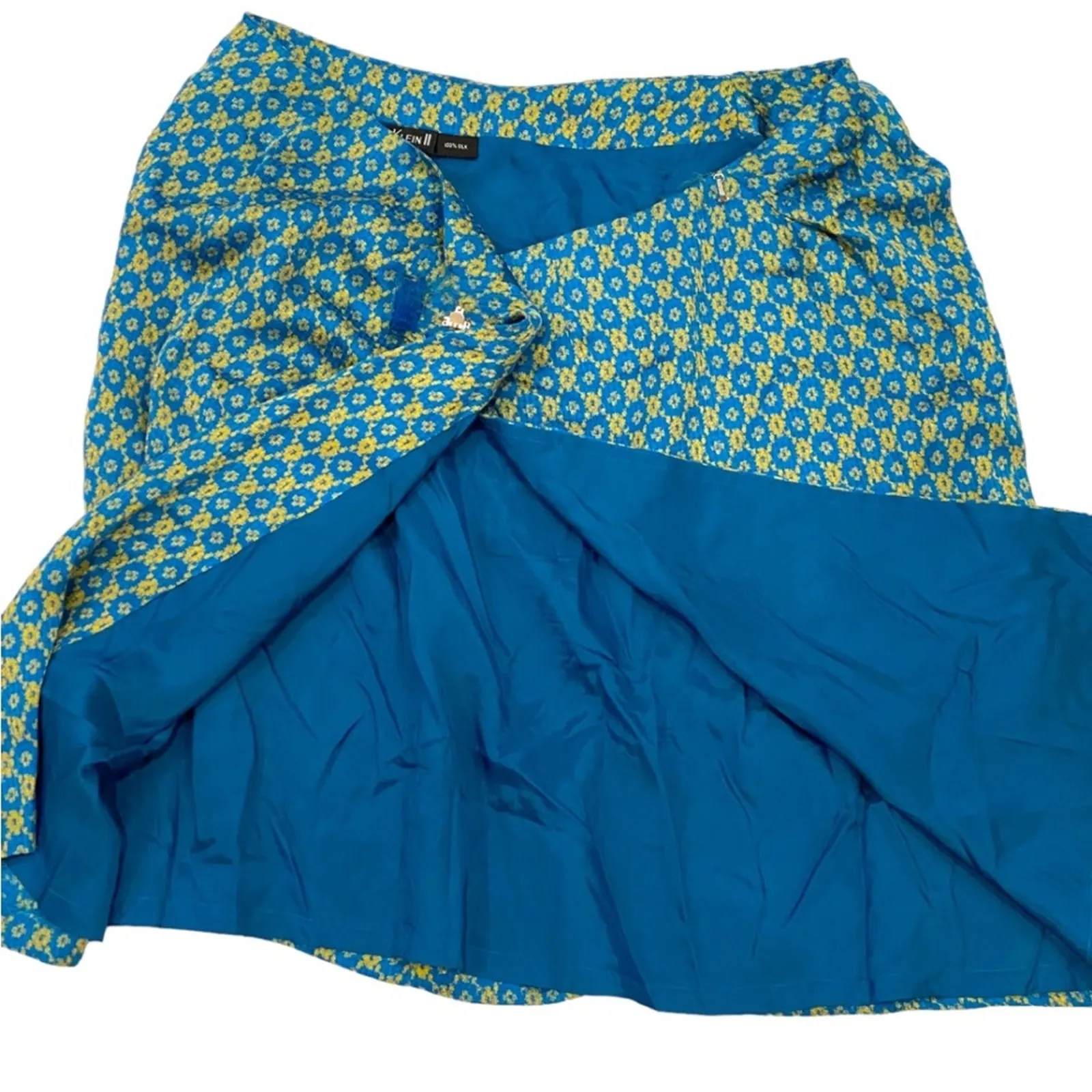 Vintage Skirt Top Set Silk Medium Petite 2 piece Cocktail Party PM 12P 80s 40s Blue - Image 13