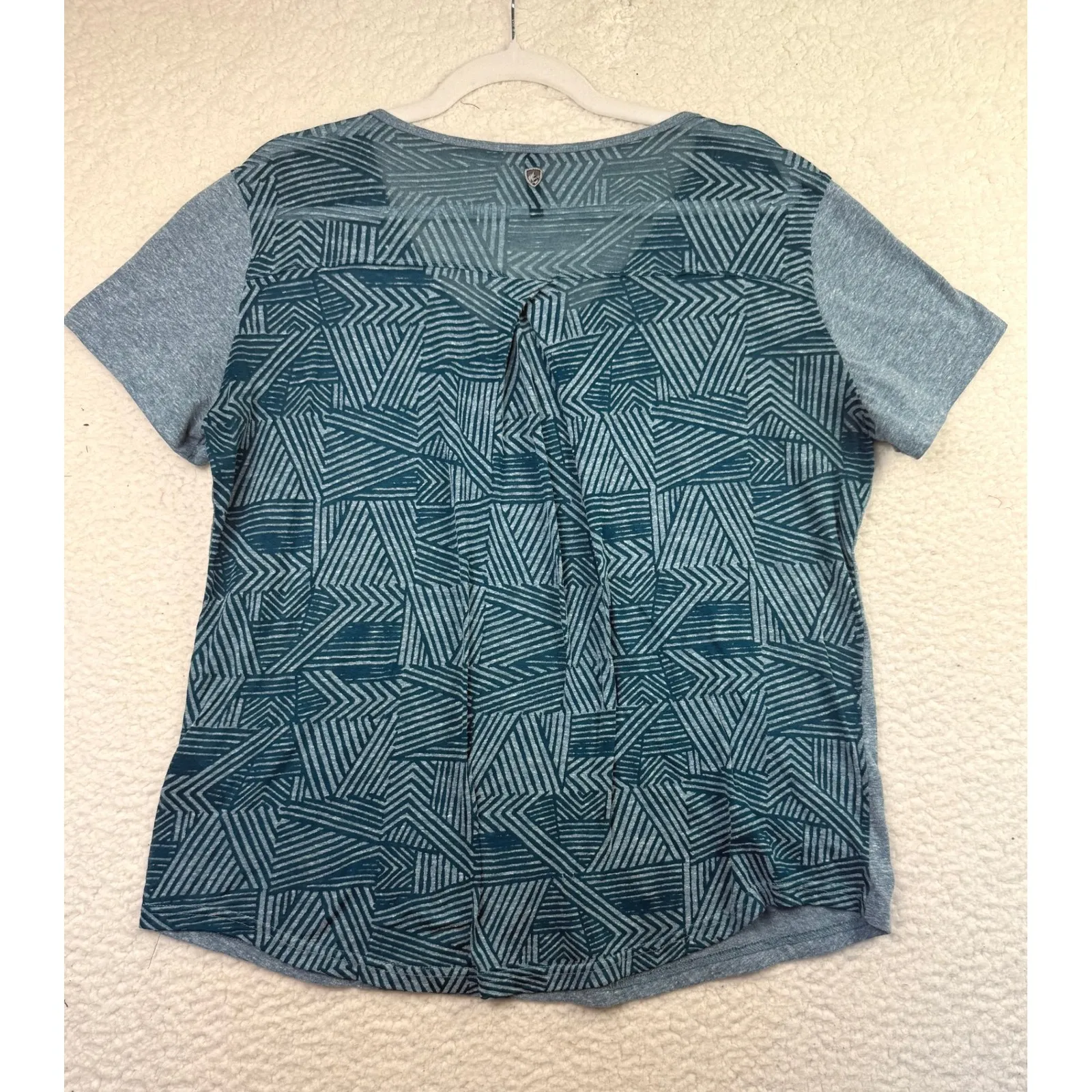 KÜHL Women's Size L Teal Green Geometric Pattern V - Image 2