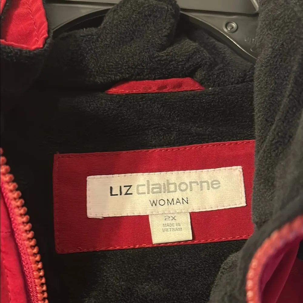 Liz Claiborne Red Utility Winter Coat with Hood and Weather-Resistant Design 2X - Image 2