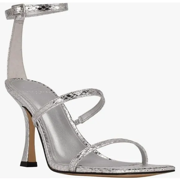 Marc Fisher | Dalida Heeled Sandal Silver Leather Size 8 With Box - Image 2