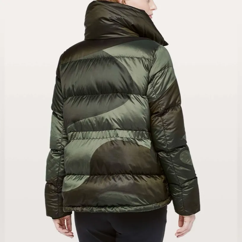 Lululemon Cloudscape Puffer Jacket Coat Dark Olive Camo | Rare 2018 | Size 8 - Image 2