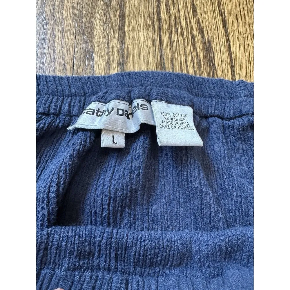 Cathy Daniels 100% Cotton Midi Skirt Sz L Tiered Blue Pull-on Hippie Cottagecore - Image 2