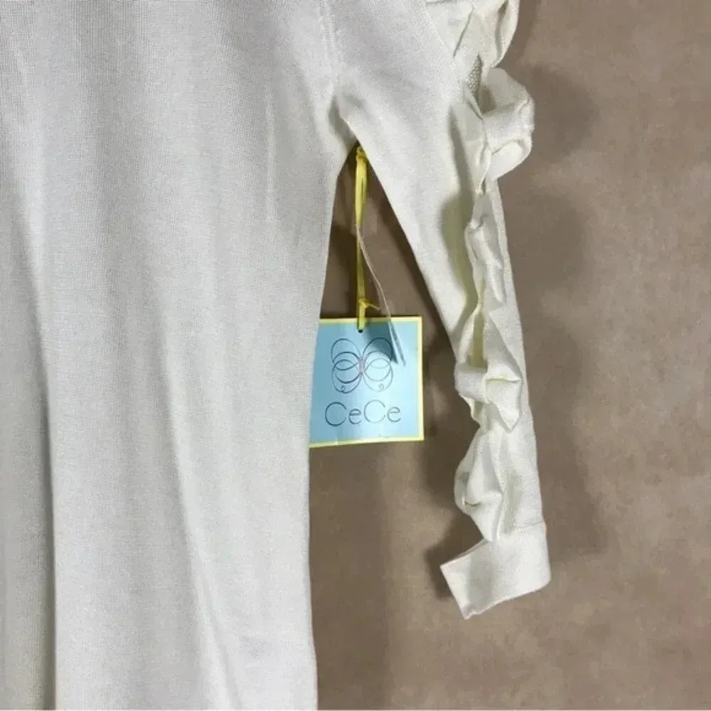 CECE Bowtie Cutout Sleeve Sweater NWT XS - Image 4