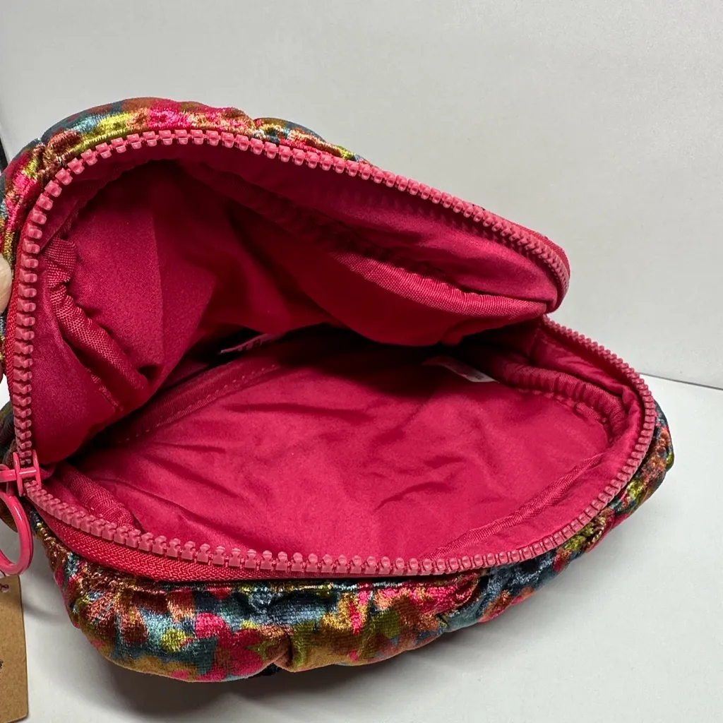 Natural Life Dana Velvet Puffy Pouch - Teal Pink Floral - #1056 - Image 3