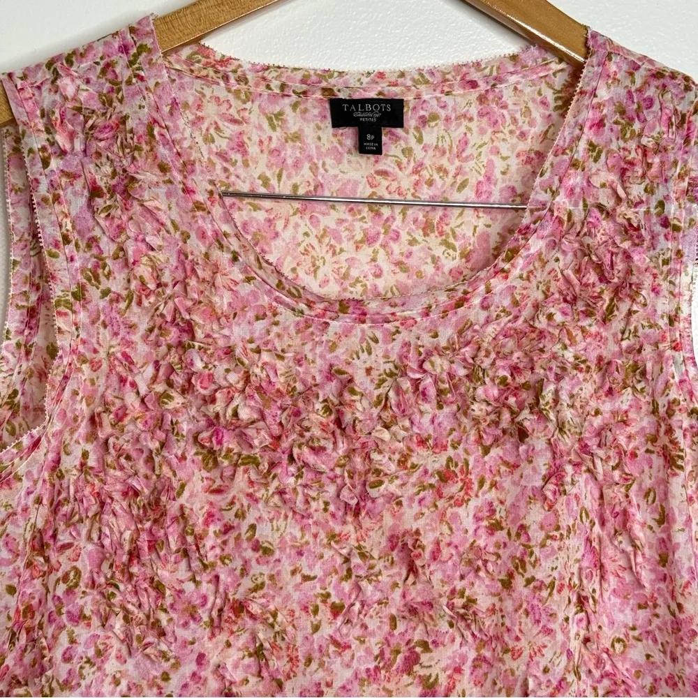 Talbots Petites 3D Floral Blouse Tank Top Women’s Sz 8P Cottagecore Feminine - Image 2