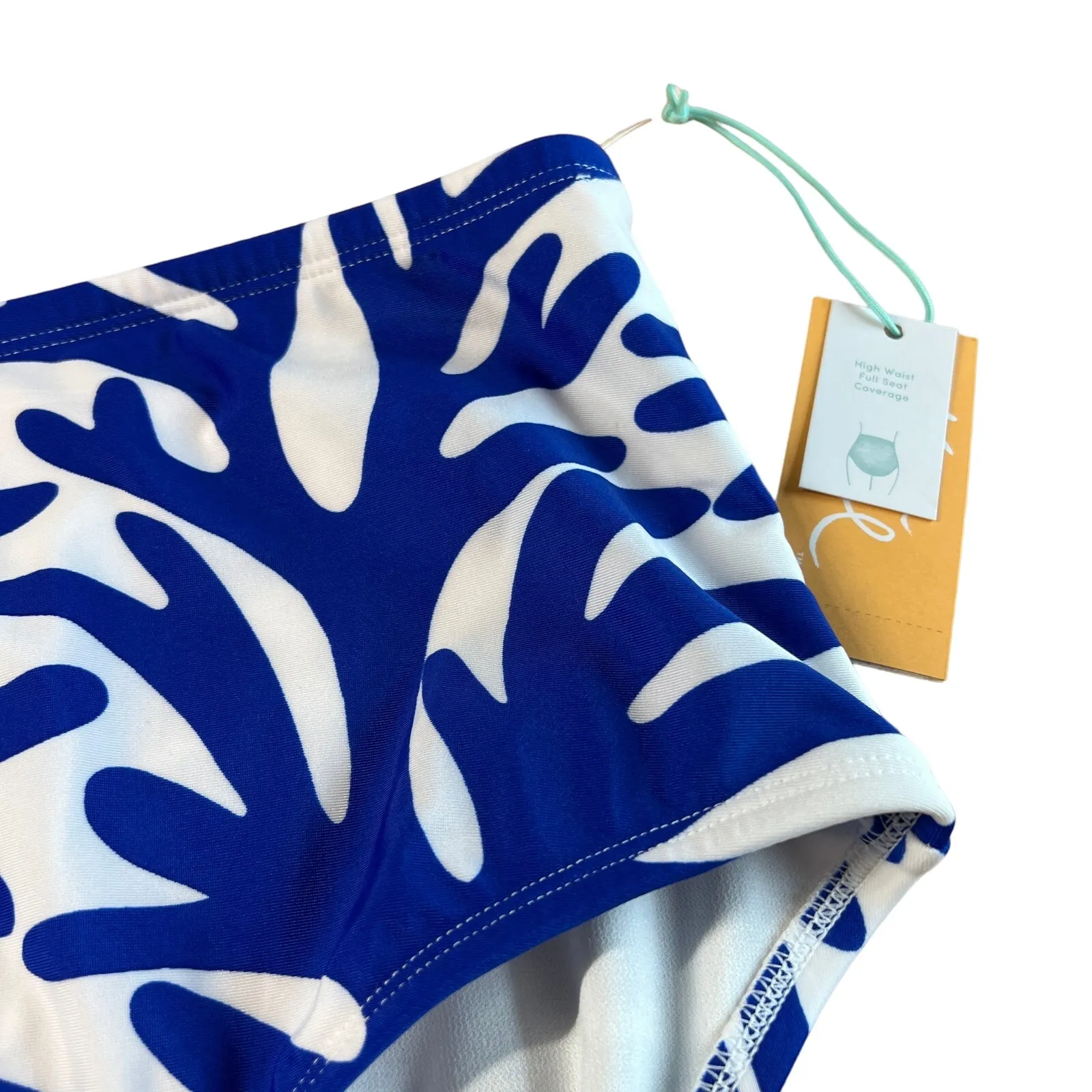 Kona Sol Women's Plus Size Blue Print High Waist Bikini Bottom - Size 1X - NWT - Image 5